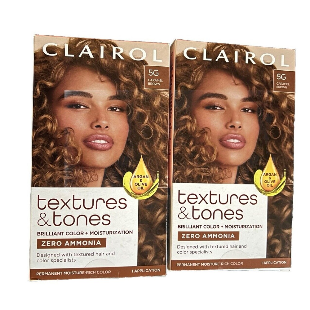 Lot of 2 Clairol Textures & Tones Hair Color, Moisture-Rich, 5G Caramel BrownNIB